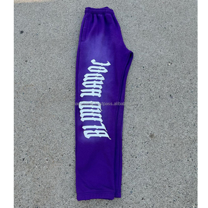 Chándal de algodón para invierno, Sudadera con capucha y pantalón de lana lavada con ácido, con estampado de llama frontal, unisex, nuevo OEM - Product Image 5