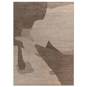 พรมขนสัตว์ถักมือสีเบจและสีน้ำตาลลายแบบนามธรรมขนาดใหญ่สำหรับตกแต่งห้องนั่งเล่นวัยรุ่น-Aiwl-1055 - Product Image 1