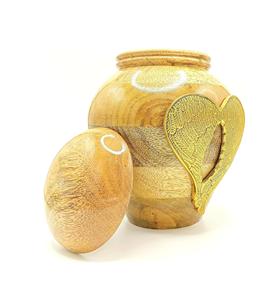 Urna de alas de Ángel de madera hecha a mano para cenizas humanas adultas con bolsa de terciopelo Urnas de cremación para cenizas Urnas decorativas-(alas doradas) - Product Image 1