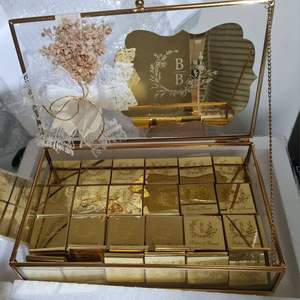 Square Glass <b>Box</b> Gold Color Eco-friendly Customizable Crafted to Deliver a Refined High-end Presentation for Chocolates Jewelry - Product Image 6