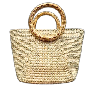 Sac tissé en rotin de bambou brun clair de Style fleur classique Meilleur vendeur Jacinthe d'eau Décoration de vacances Cadeau fabriqué au Vietnam - Product Image 6
