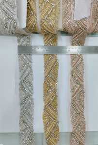 Perles florales de luxe perles dentelle tissu artisanal décoratif pour les robes de mariée robes de mariée saris voiles événements de soirée - Product Image 2