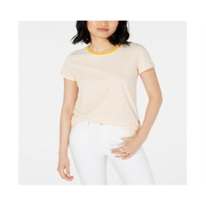 T-shirt Giallo Girocollo da Donna Maison Jules, Vestibilità Ampia, in Jersey 100% Cotone, Taglie XS e XXS, Versione Traspirante e Aderente - Product Image 1