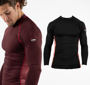 2024 โลโก้ที่กําหนดเองล่าสุดผู้ชายแขนยาวหลวม Fit Rash Guardขายส่งปากีสถาน Men Rash Guard - Product Image 2
