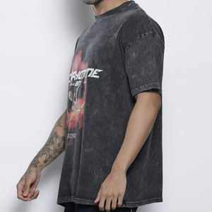 Camisetas para Hombre con Lavado Ácido, Directo de Fábrica, MOQ Bajo, Logotipo Personalizado Impreso, Ropa Urbana, Colores y Tallas Personalizadas, OEM/ODM Disponible - Product Image 3