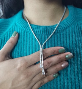 Beau demi-diamant larme laboratoire cultivé Tennis collier bijoux personnalisés diamants en vrac meilleur cadeau d'anniversaire pour les femmes - Product Image 3