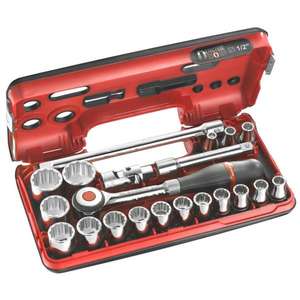 Facom DBOX <b>Set</b> of 21 Metric-size 1/2'' <b>12</b>-<b>point</b> <b>Sockets</b> 21 Piece <b>Set</b> - Product Image 1