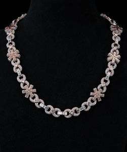 Collar con Colgante Inicial con Incrustaciones de Diamantes y Cadena Cubana Gruesa, Estilo Hip Hop Rapero, Plateado - Product Image 2