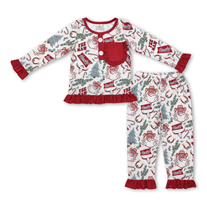 Pijama navideño de bambú a juego para niños y bebés con cremallera, ropa infantil, conjunto de ropa para niños, OEM/ODM/RTS Santa Cowboy. - Product Image 5