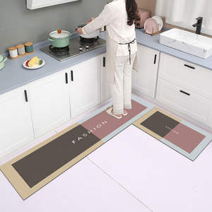 Ensemble de tapis de sol de cuisine modernes sur mesure, en polyester, avec couche absorbante et dos antidérapant en caoutchouc, lavable, décoration intérieure - Product Image 3