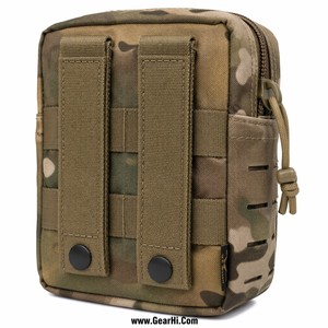 Pochette utilitaire en nylon 600D découpée au laser, étanche et robuste, fixation MOLLE horizontale, pochette administrative verticale, conception détachable à glissière - Product Image 2