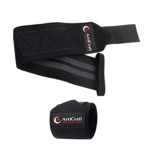 Adjustable Breathable Elastic Polyester Wrist <b>Wraps</b> for Gym Custom Logo Sports Fitness Adult Weight Lifting <b>Black</b> 12"18"24" - Product Image 3