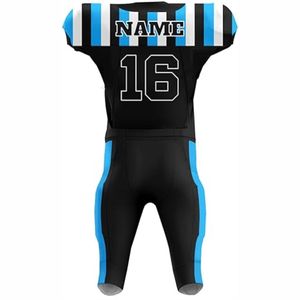 Maillot de football américain personnalisé, court, unisexe, sublimé, noir et bleu, équipe, haute qualité, respirant, protection UV, vêtements de sport - Product Image 3