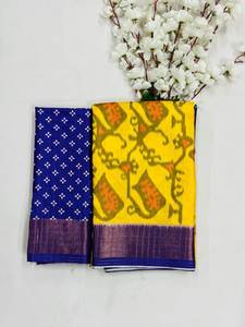 Hermosa fiesta desgaste Ikkat seda algodón Sarees - Product Image 6