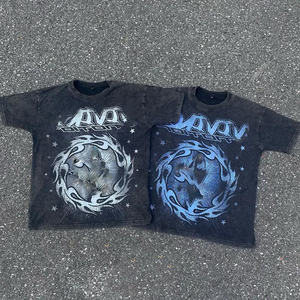 Conjunto de Camiseta y Pantalones Cortos de Algodón 100% para Hombre, Estilo Urbano, Lavado Ácido, Casual, de Verano, Talla Grande, Unisex - Product Image 2