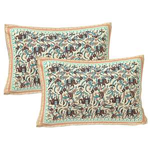 Turquoise Blue 100% Cotton 240 TC Bedsheet Set with 2 Pillow Covers Ethnic Motifs for Home Use (ADB1482)-3pcs <b>King</b> <b>Size</b> - Product Image 3