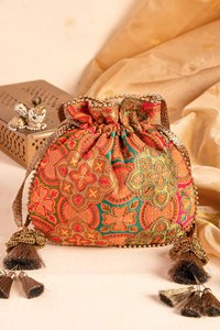 Sac Potli de mariée fait main, sac à main ethnique brodé pour femmes, fête de mariage, vente en gros - Product Image 5