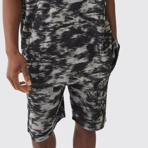 Haute qualité surdimensionné col étendu béton imprimé T-shirt & ensemble court T-shirt & Shorts ensemble hommes décontracté Twin ensembles séchage rapide ensemble - Product Image 4