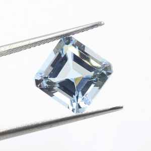 Piedra preciosa aguamarina azul natural Asscher Cut 4.80Cts para la fabricación de joyas - Product Image 3