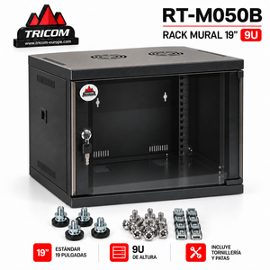 Armoire réseau murale en métal TRICOM 19 pouces 9U avec porte en verre et serrure en stock - Product Image 2