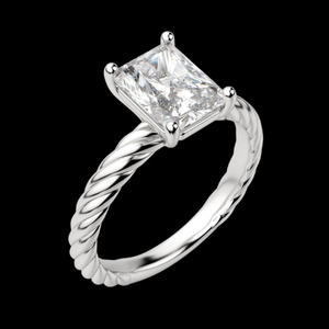 Bague de fiançailles solitaire fidji avec diamant taille radiante pour femme - Product Image 4