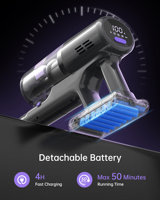 Brosse anti-nœuds pour tapis et parquet, aspirateur sec sans fil à batterie avec écran LED et bac à poussière XL, idéal pour hôtels et garages