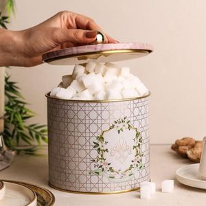 Recipiente redondo de metal rosado de 175x130mm con mango de perilla para almacenamiento y contenedor de alimentos - Product Image 3