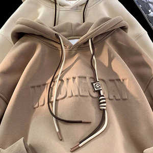 Sweat-shirt 3D gaufré de haute qualité, sweat-shirts personnalisés pour hommes et femmes, sweat-shirts 100% coton, différents processus de gaufrage du logo sur le col - Product Image 4