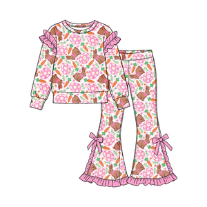 Toddler Girls Pink Baseball <b>Heart</b> Print Set Long Sleeve <b>Top</b> with Skirt Two Pieces Boutique Outfit - Product Image 4