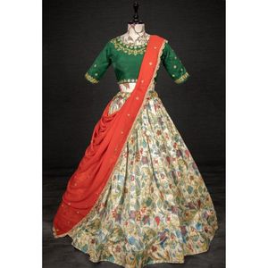 Fancy Wear High on Demand High Quality Silk <b>Lehenga</b> Choli with Dupatta Fashionable Printed Work for <b>Weddings</b> Worldwide Supplier - Product Image 5