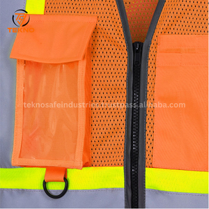 เสื้อกั๊กนิรภัยสะท้อนแสงมองเห็นได้ชัดเจนเสื้อกั๊กนิรภัยมีกระเป๋าและซิปด้านหน้าเสื้อกั๊กนิรภัยสะท้อนแสง - Product Image 3