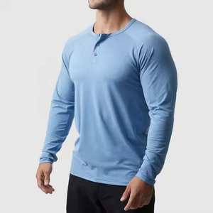 Trendy Mens <b>Henley</b> Tshirt Long Sleeve Custom Factory Direct Supply/Stock. - Product Image 5
