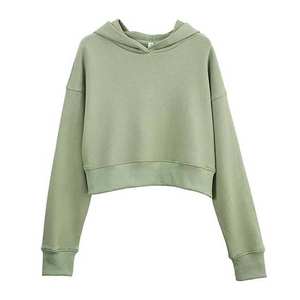 Sudadera con Capucha Corta para Mujer, Informal, de Invierno, con Logotipo Personalizado al por Mayor, de Algodón, Talla Grande, OEM - Product Image 1