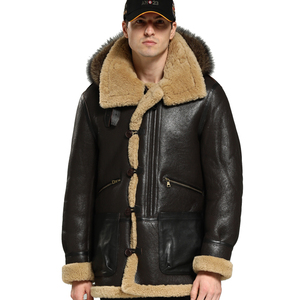 OEM Men's High Street Vintage Winter <b>Warm</b> Leather Jacket 100% <b>Waterproof</b> Breathable Windproof Customizable Stand Collar Front - Product Image 3