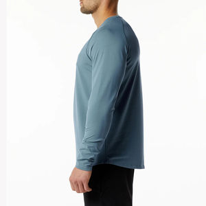 2025 vente en gros de haute qualité léger 100% coton manches longues hommes T-Shirt 100% coton T-shirt pour hommes coupe ample imprimé - Product Image 3