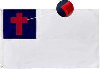 Bandera Cristiana de 4x6 pies, Portátil, Plegable, con Asta de Aluminio, Bordada, de Poliéster Impermeable, Resistente para Exteriores