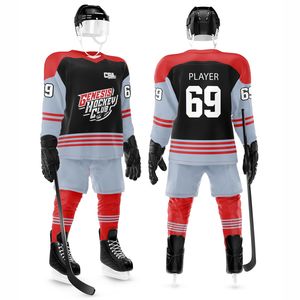 Uniforme de hockey sur glace à impression silicone en gros top tendance coupe et couture personnalisées directe d'usine maillot de hockey sur glace à impression bouffée 3D - Product Image 1