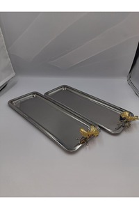 Ensemble de plateaux de service en argent avec motif de papillon magnifique, adapté à la décoration de table, au service quotidien et aux cadeaux, en provenance d'Inde - Product Image 6