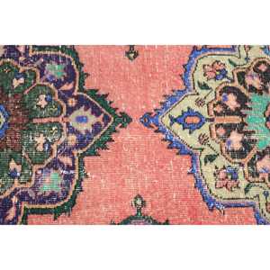 2.3x12.5 ft Vintage Rug, Turkish <b>Runner</b> Rug, <b>Red</b> Blue Southwestern Wool Rug - Product Image 4