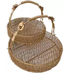 Panier en fil métallique doré pour la cuisine, les fruits et les boissons domestiques Panier de rangement en métal Conteneur Panier de haute qualité - Product Image 2