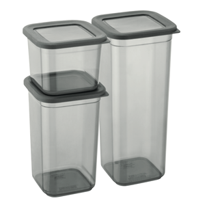 Juego de 3 contenedores de almacenamiento de alimentos cuadrados con tapa de silicona 650ml 1.3L 1.9L Hermético sin BPA para alimentos secos Pasta y bocadillos - Product Image 1