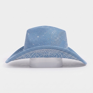 Sombrero Vaquero Azul Claro con Pedrería, Unisex, para Fiestas, 56-58CM, Venta al Por Mayor, Logotipo Personalizado, Alta Calidad, OEM, ODM, MOQ Bajo, Gorra Vaquera Occidental - Product Image 4
