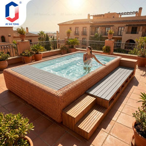 Piscina SPA Pequeña para Terraza con Asientos Tipo Sofá, Equipamiento Completo, Piscina de Relajación Exterior de Fibra de Vidrio - Product Image 1