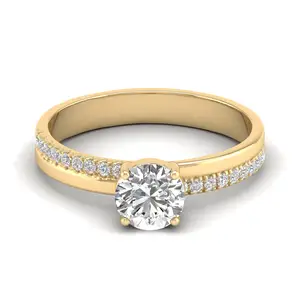 2023 kustom desain baru perhiasan halus 14k 18k padat kuning emas alami berlian asli cincin pernikahan ulang tahun untuk wanita