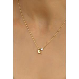 Azuris 925k <b>Silver</b> Fine Pendant <b>Necklace</b> Three-dimensional Handwritten <b>Heart</b> Letter H Design - Product Image 1