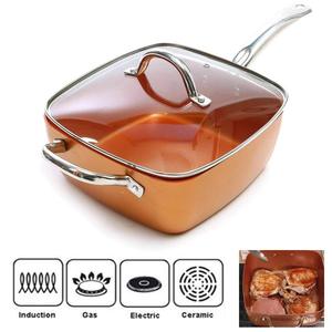 Moules à sauce en métal de forme carrée avec couvercle en verre Articles de cuisine adaptés à la maison Hôtel et Restaurant Utilisation Casserole à sauce lourde en cuivre - Product Image 4