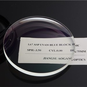 CR39 cao chỉ số <span class=keywords><strong>1</strong></span>.<span class=keywords><strong>67</strong></span> uv420 màu xanh cắt ống kính quang học CR39 màu xanh khối ánh sáng HMC kính mắt kính bán buôn - Product Image 3