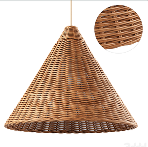 Ensemble de trois abat-jour en rotin faits à la main, écologiques, en osier et en bambou, luminaire suspendu pour plafond, décoration d'intérieur, style moderne - Product Image 3