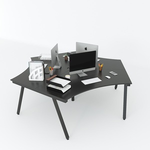 AConcept HBAC025 Conjunto de Escritorio Minimalista Moderno de 3 Piezas 240x208cm Patas de Acero y Melamina Requiere Ensamblaje para Muebles de Oficina - Product Image 1