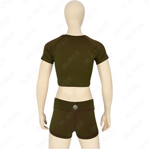 Conjuntos de fitness para gimnasio para mujer, 2 uds., pantalones cortos de motorista de algodón y sujetador, ropa deportiva por encima de la rodilla para yoga y entrenamientos - Product Image 4